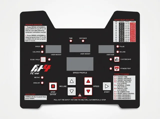 Painel de Membrana para Esteira Ergométrica Fit4 TC100